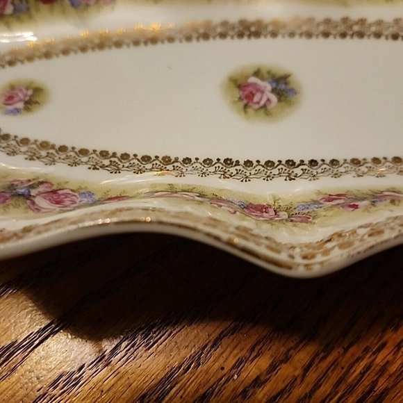 C.T. Carl Tielsch Porcelain Relish Dish Celery Oval Floral Germany 12x6 Antique - Picture 9 of 14